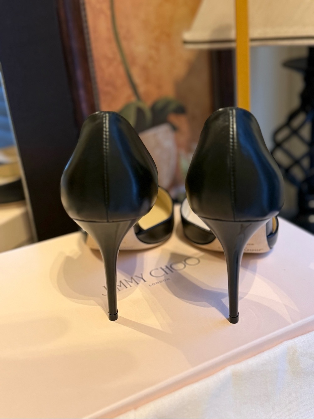 🌸Jimmy Choo Addison Black Leather D'Orsay Pointed-Toe Stiletto Heels🌸 - Picture 8 of 15